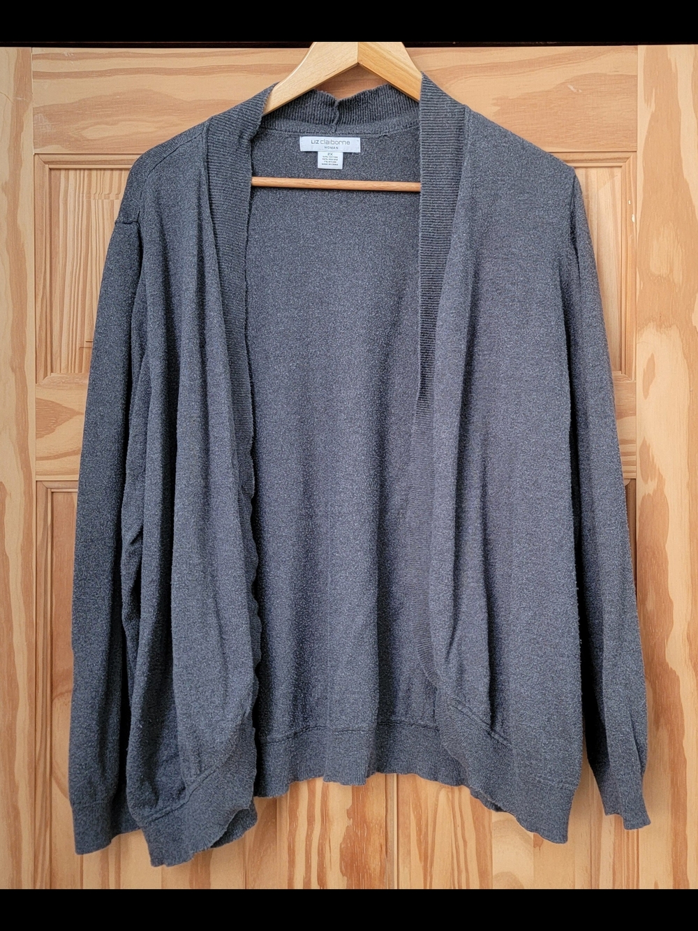 Liz Claiborne Women's Gray Open-Front Cardigan Sweater - Size 2X